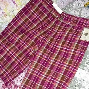 Merona Bermuda Magenta Plaid Shorts Sz. 10 NWT